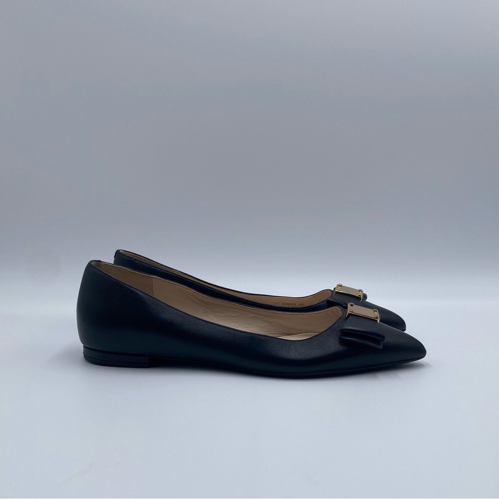 Cole Haan Black Flats with Gold Buckle - Picture 2 of 6